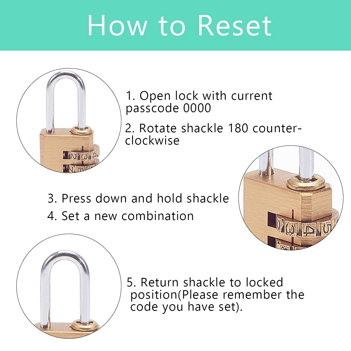 1Pc MroMax Brass 4 Digit Combination Padlock for Toolbox, Lockers, Luggage & Backpack - Secure Your Valuables at Home, School, Travel & Gym