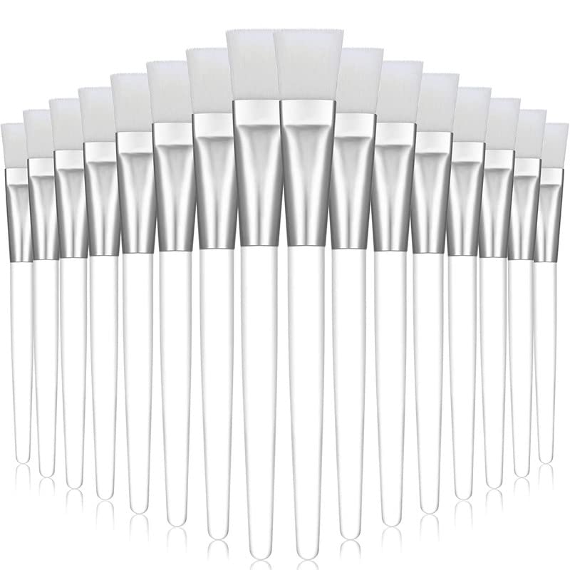 12-Piece Soft Facial Mask Brush Set with Clear Plastic Handle - Skin Care & Body Butter Applicator Tools for Smooth & Even Application (White) - Perfect for DIY Spa, At-Home Facials & Professional Skincare Routines