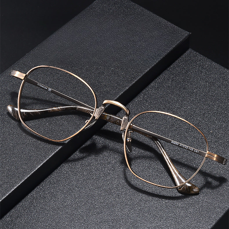 Vintage Titanium Geometric Eyeglasses Frames 80850 - Lightweight & Durable Eyewear for Men & Women - Perfect for Reading, Fashion, and Everyday Use