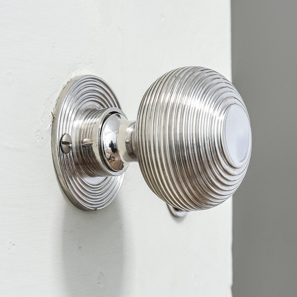 Polished Nickel Beehive Door Knobs - Vintage Style Cabinet & Drawer Pulls for Home Decor - Perfect for Bedroom, Bathroom, and Kitchen Renovation