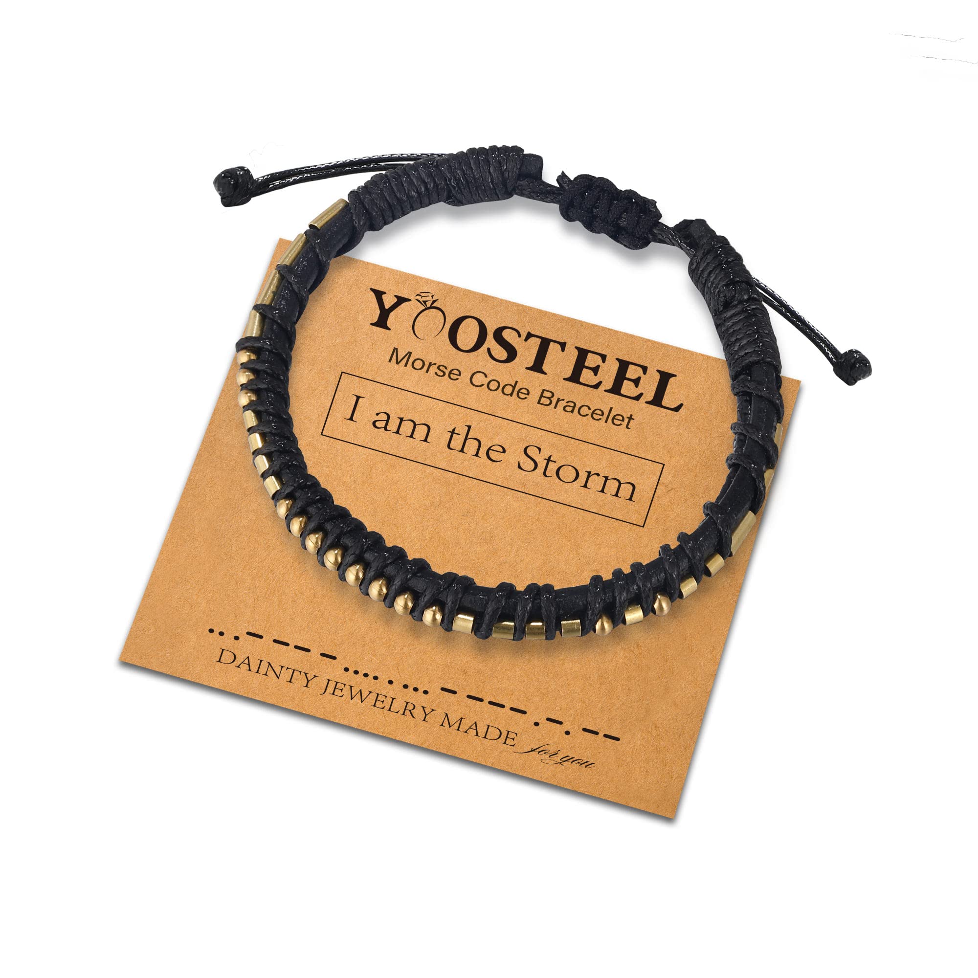 Yoosteel Adjustable Morse Code Bracelet for Women & Men - Inspirational Leather Friendship Jewelry Gift for Birthday, Anniversary - Perfect for Daily Wear, Couple Matching & Special Occasions