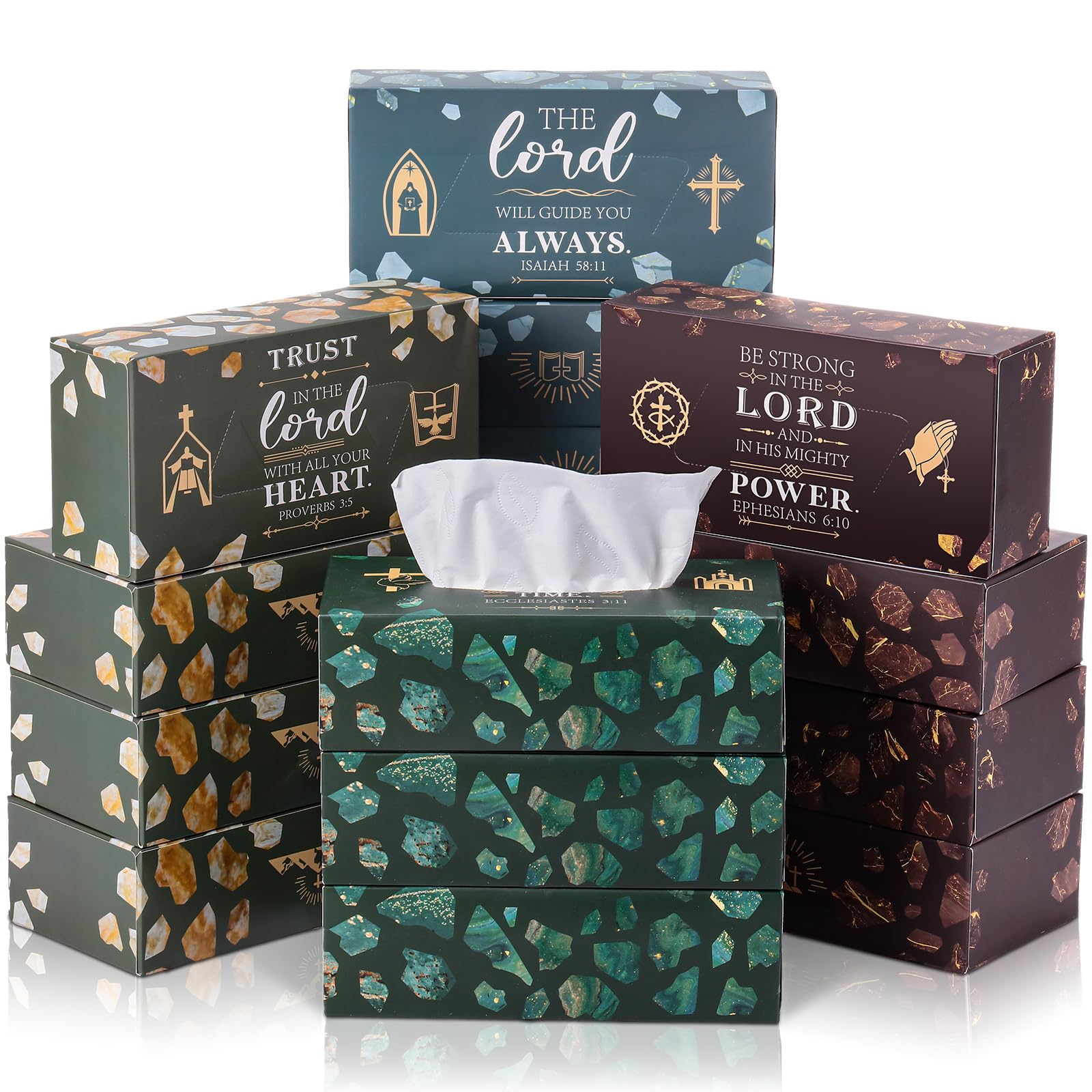Tenceur 16-Pack 3-Ply Soft Facial Tissues - 1600 Sheets Hypoallergenic & Gentle for Sensitive Skin | Christian Bible Verse Printed | Ideal for Home, Office, Travel & Church Gifts