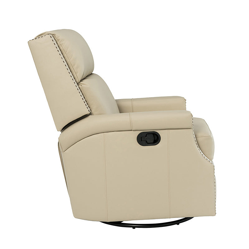 Canace Modern Genuine Leather Manual Glider Rocker Recliner Chair - Comfortable Swivel Lounge Chair for Living Room, Nursery, and Office Relaxation
