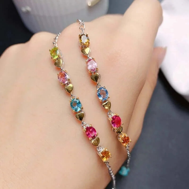 Vibrant Multi-Color Tourmaline Gemstone Bracelet for Women | Handmade Healing Crystal Jewelry | Perfect for Meditation, Yoga & Spiritual Gifts (B078)