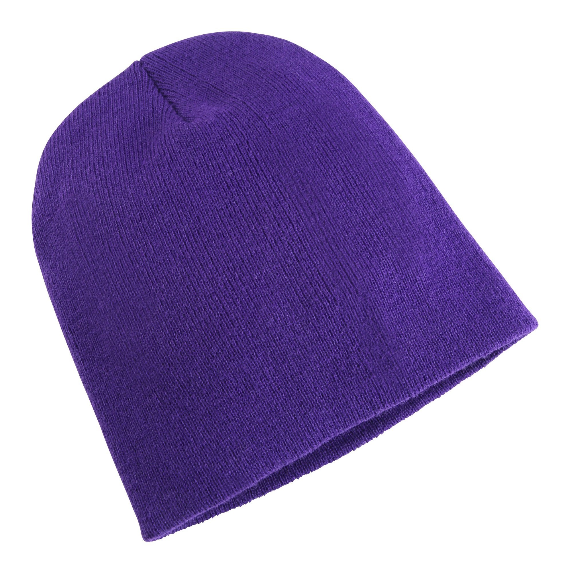 Yupoong Flexfit Unisex Heavyweight Winter Beanie Hat - Warm Knit Long Cuff Skull Cap for Men & Women (One Size, Purple) - Perfect for Snowboarding, Skiing & Cold Weather Activities