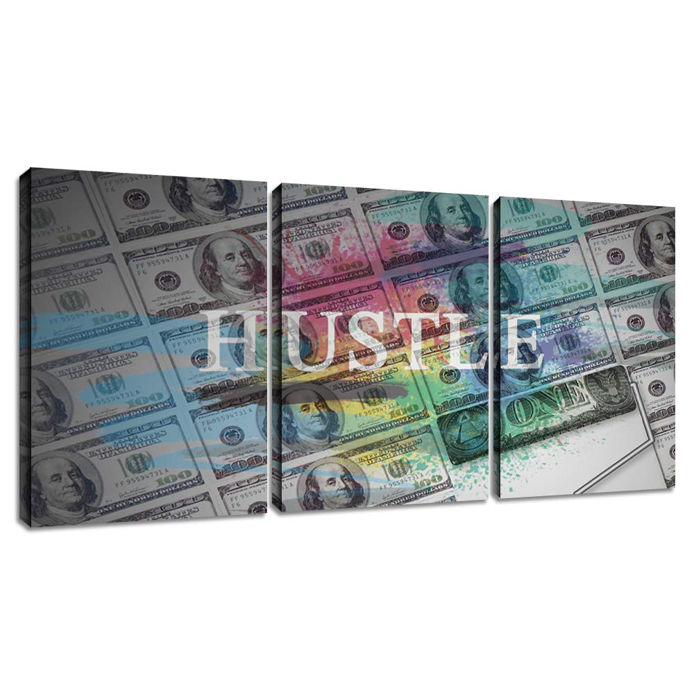 Motivational Wall Art Canvas - Inspirational Entrepreneur Quotes & Hustle Sayings for Office & Home Decor, Framed Painting (48”Wx24”H) - Perfect for Living Room, Workspace & Business Gifts