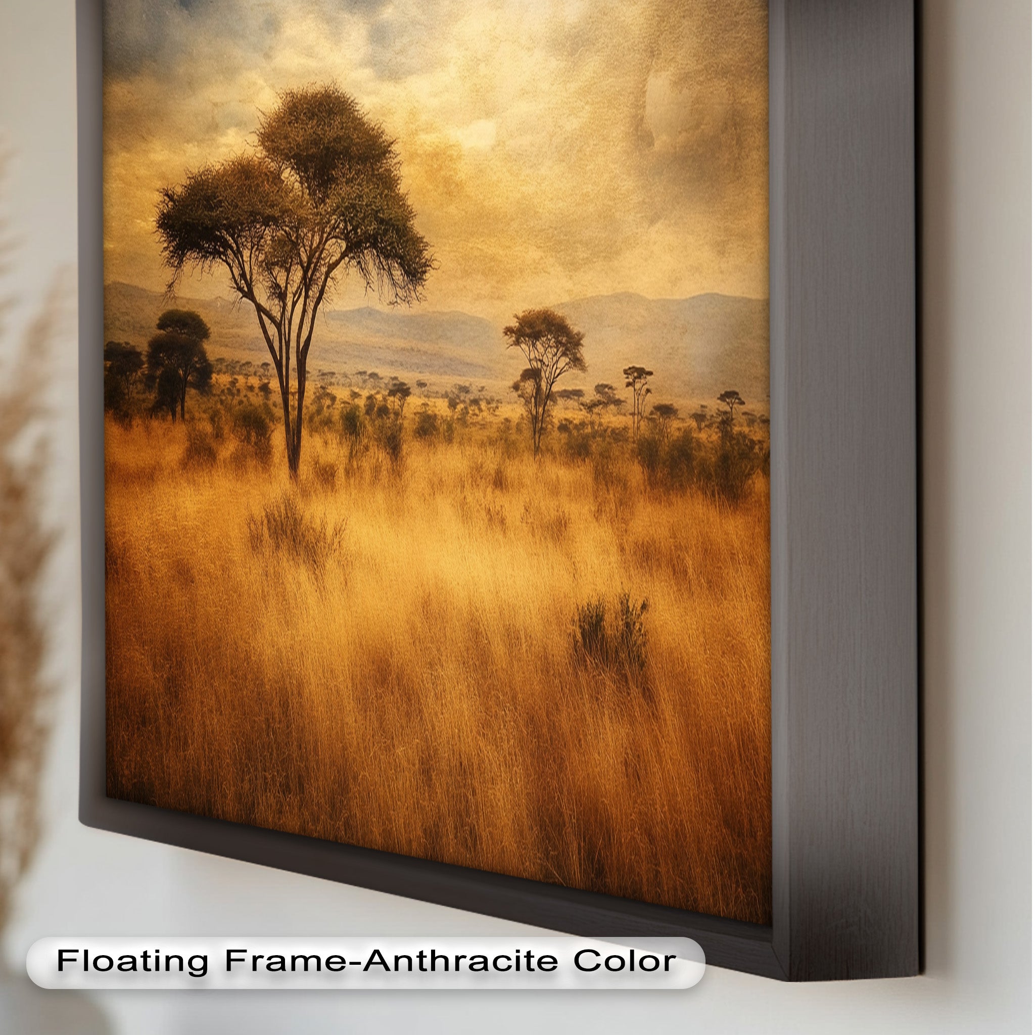 African Savanna Tree Landscape Oil Painting Wall Art - Handmade Canvas Artwork for Living Room, Bedroom & Office Decor