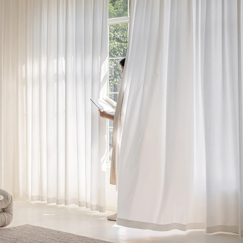 Flame Retardant White Sheer Gauze Curtains - Custom Size Victoria Style Window Drapes for Living Room, Bedroom & Nursery Decor