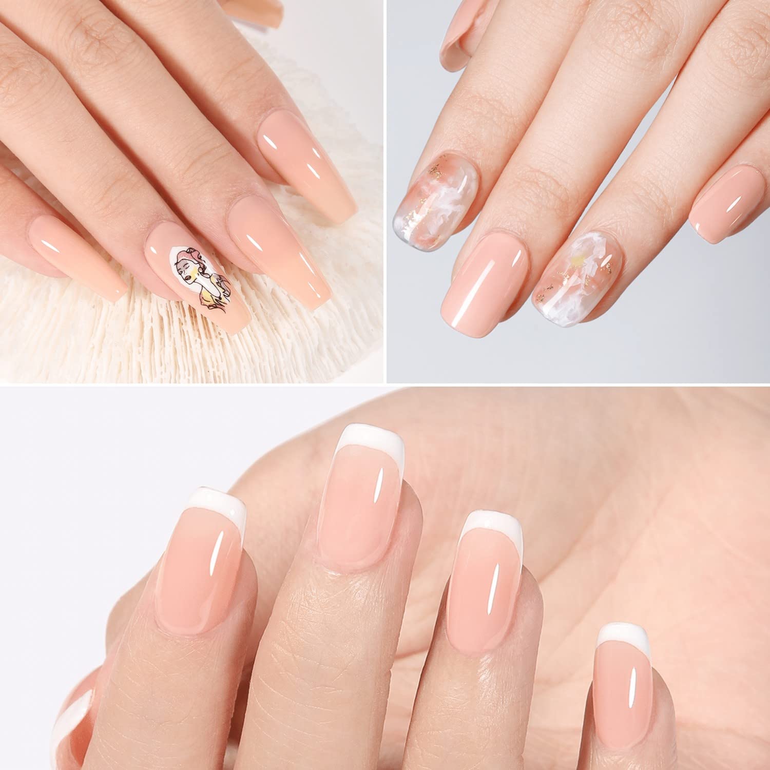AILLSA Nude Pink Translucent Gel Nail Polish - 15ml Soak Off UV/LED Lamp Jelly Nail Varnish for French Manicure & Nail Art | Valentine's Day Gift Idea | DIY at Home Salon & Professional Nail Care