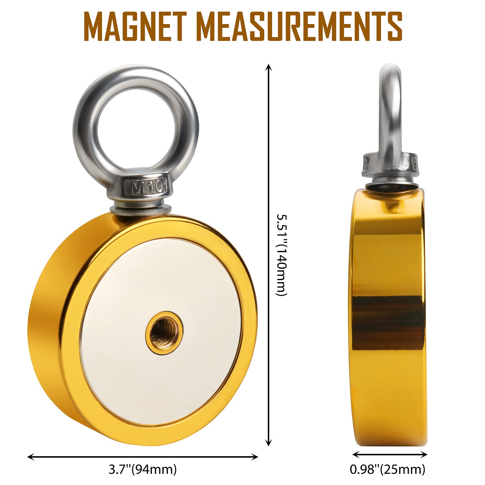 FINDMAG 1725 lbs Heavy Duty Fishing Magnet Kit - 3.7 Inch Diameter Retrieval Magnet for Underwater Metal Objects in Rivers, Lakes, Ponds (Perfect for Treasure Hunting, Scuba Diving & Salvage Operations)