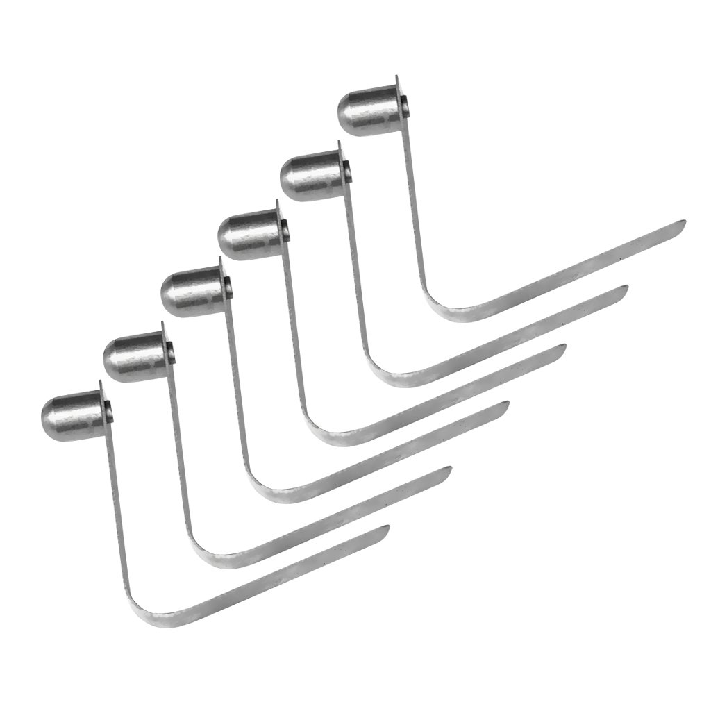 6-Pack 8mm Stainless Steel Spring Clips - Heavy Duty Tent Pole Snap Button Clips for Outdoor Camping, Hiking, Backpacking Gear - Single End Fasteners for Shelter Setup and Repair