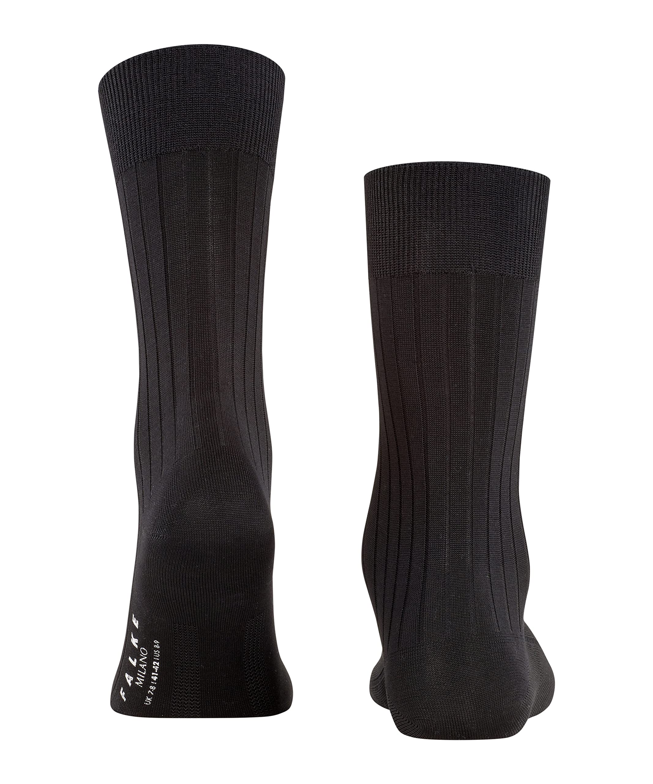 FALKE Men's Milano Socks - Premium Cotton Dress Socks for Business & Formal Wear - Black - Comfortable & Breathable for Office, Wedding & Daily Use