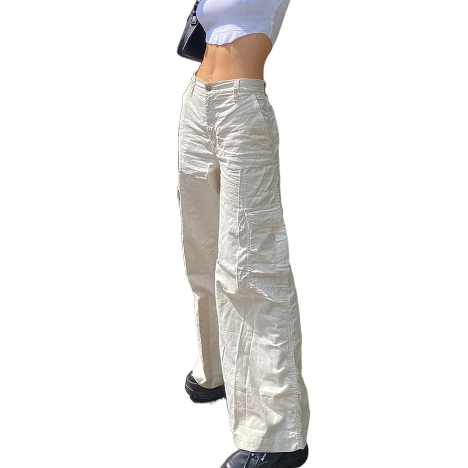KMBANGI Women's High Waist Baggy Jeans - Wide Leg Straight Denim Cargo Pants for Casual Wear | Y2K Fashion Streetwear | Perfect for Everyday Outfits, Parties and Urban Style