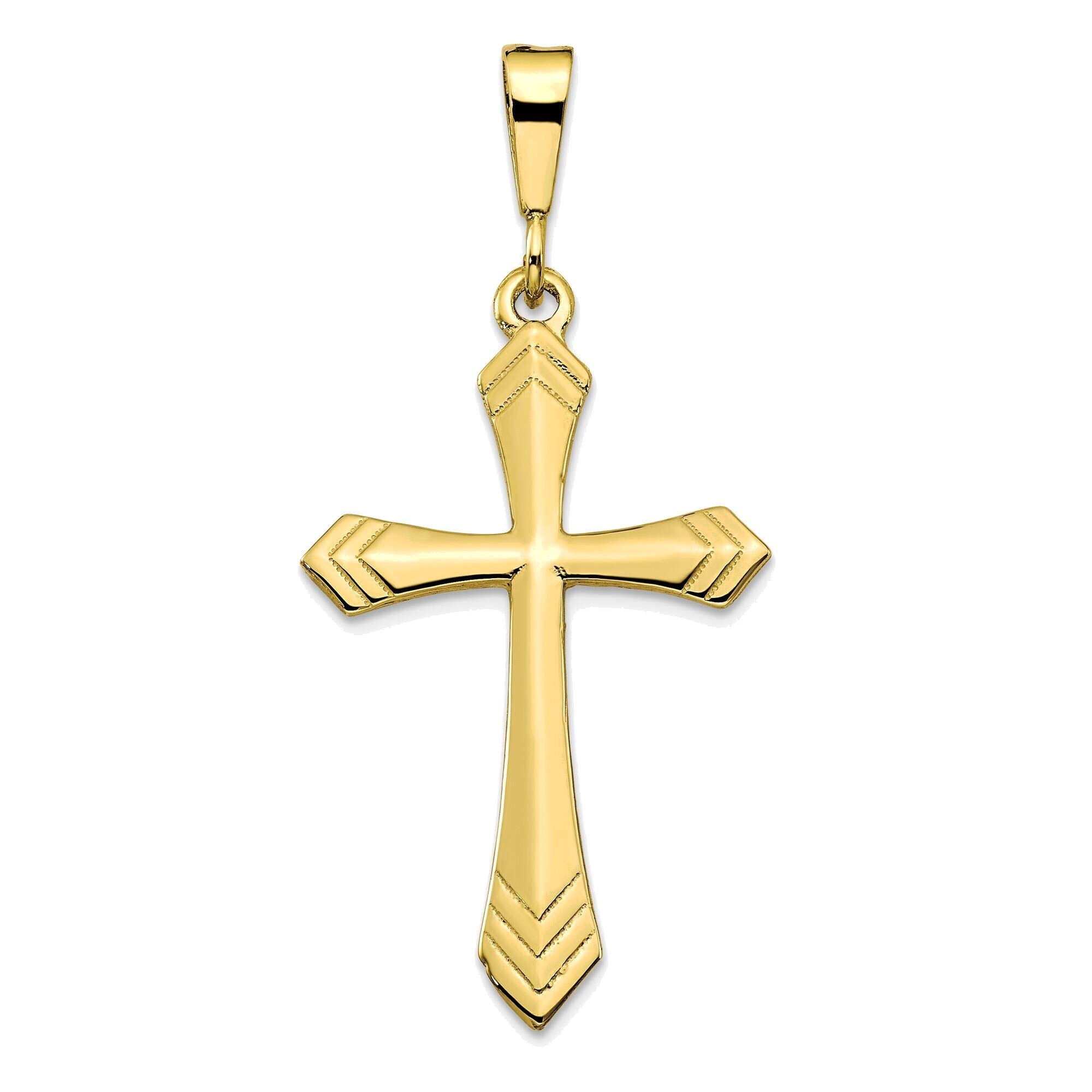 10K Yellow Gold Cross Charm Pendant Necklace for Women - Elegant Religious Jewelry Gift for Baptism, Confirmation & Everyday Wear