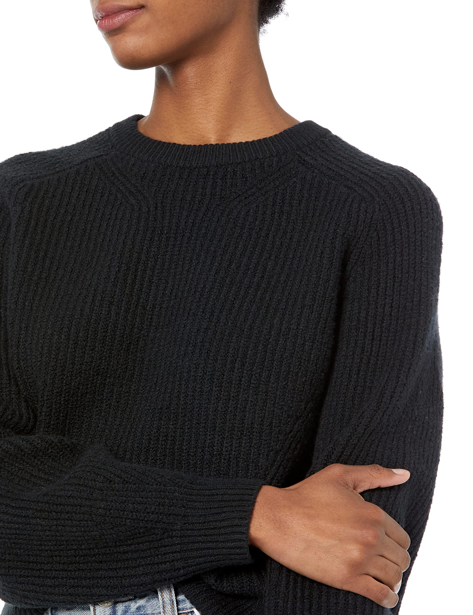 Amazon Essentials Women's Ribbed Long Sleeve Crewneck Sweater - Soft Stretch Knit Pullover for Fall & Winter, Casual Office Wear & Layering Outfits