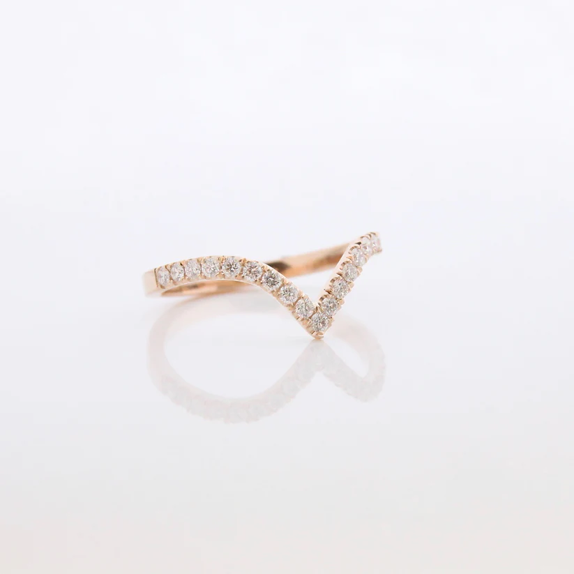 Elegant Deep V Neckline Diamond Wedding Band Ring for Women - Perfect for Engagement, Anniversary & Special Occasions