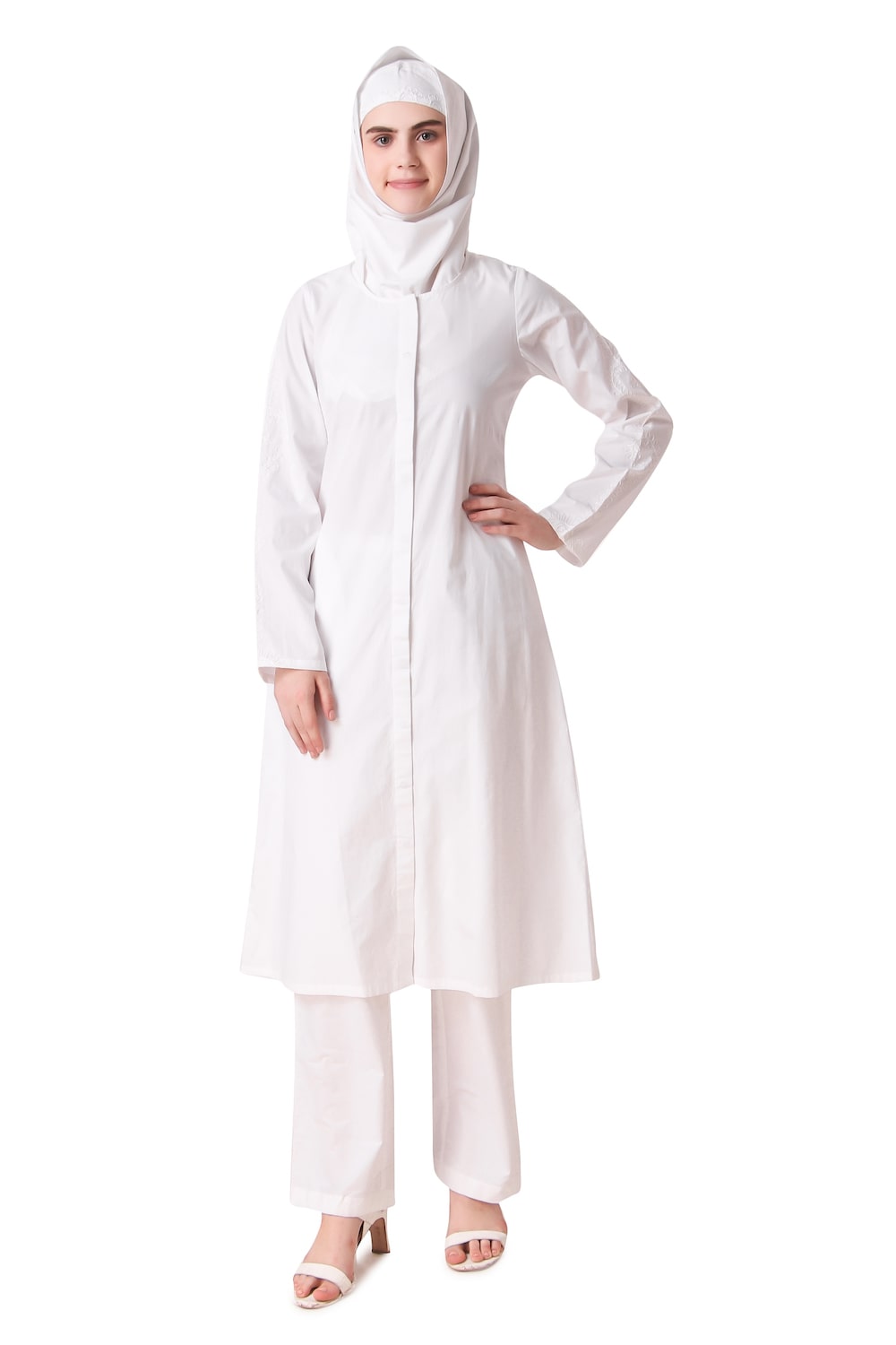 Elegant White Front Open Cotton Salwar Kameez for Women - Traditional Indian Ethnic Wear for Festivals, Weddings & Special Occasions