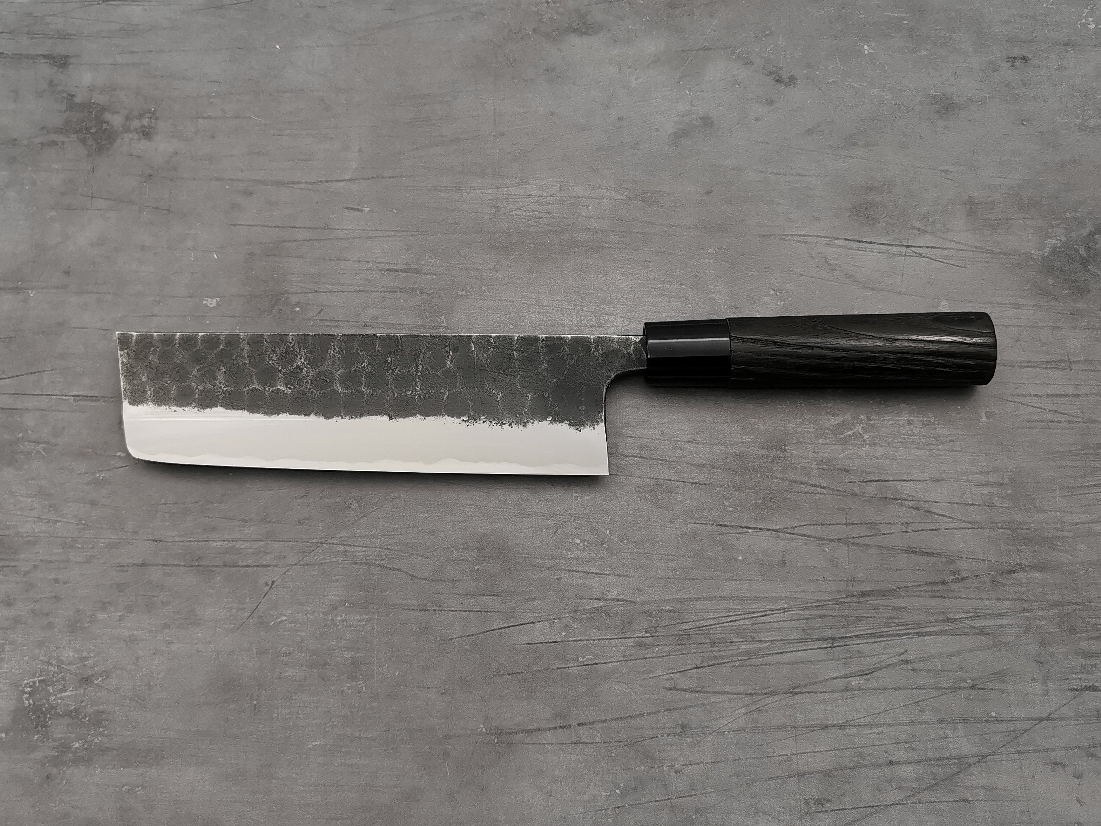 Premium Toshihiro Wakui V2 Tsuchime Nakiri Knife - Handcrafted Japanese Damascus Steel Kitchen Knife for Slicing, Dicing & Chopping Vegetables - Perfect for Home Chefs & Professional Cooks