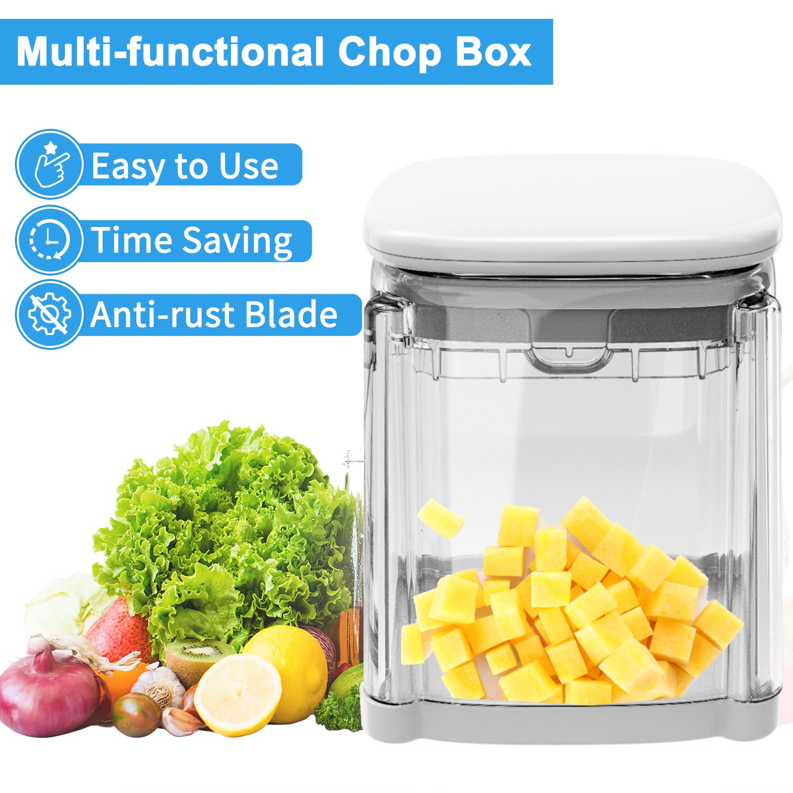 Stainless Steel Potato Slicer & French Fry Cutter - Manual Handheld Vegetable Dicer for Potatoes, Onions, Carrots - Perfect for Making Homemade Fries, Salads, and Meal Prep (1 Blade Included)