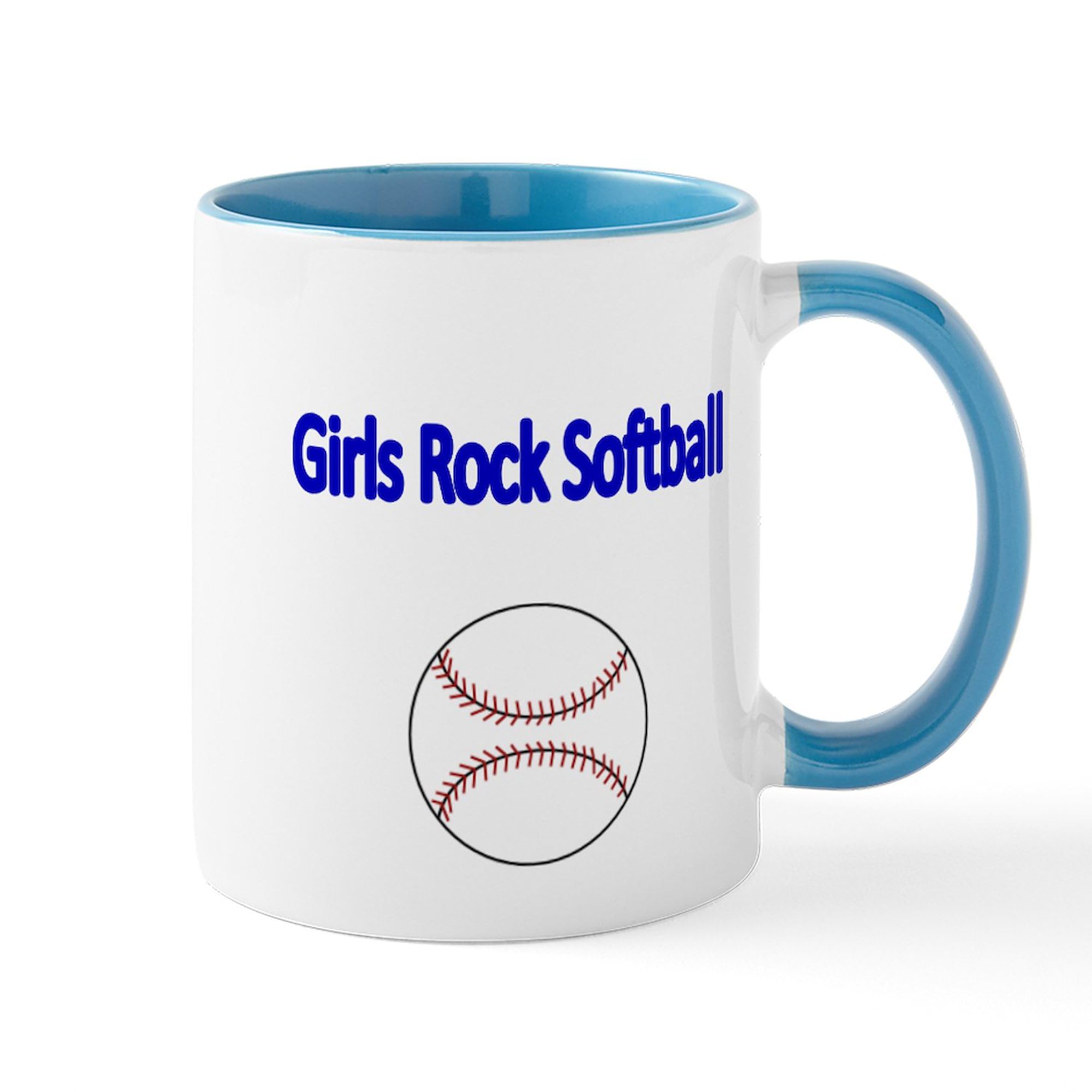GIRLS ROCK SOFTBALL Mug - 11 oz (325 ml) Ceramic Coffee Cup for Women - Perfect Gift for Softball Players & Fans, Great for Tea, Hot Chocolate & Office Use