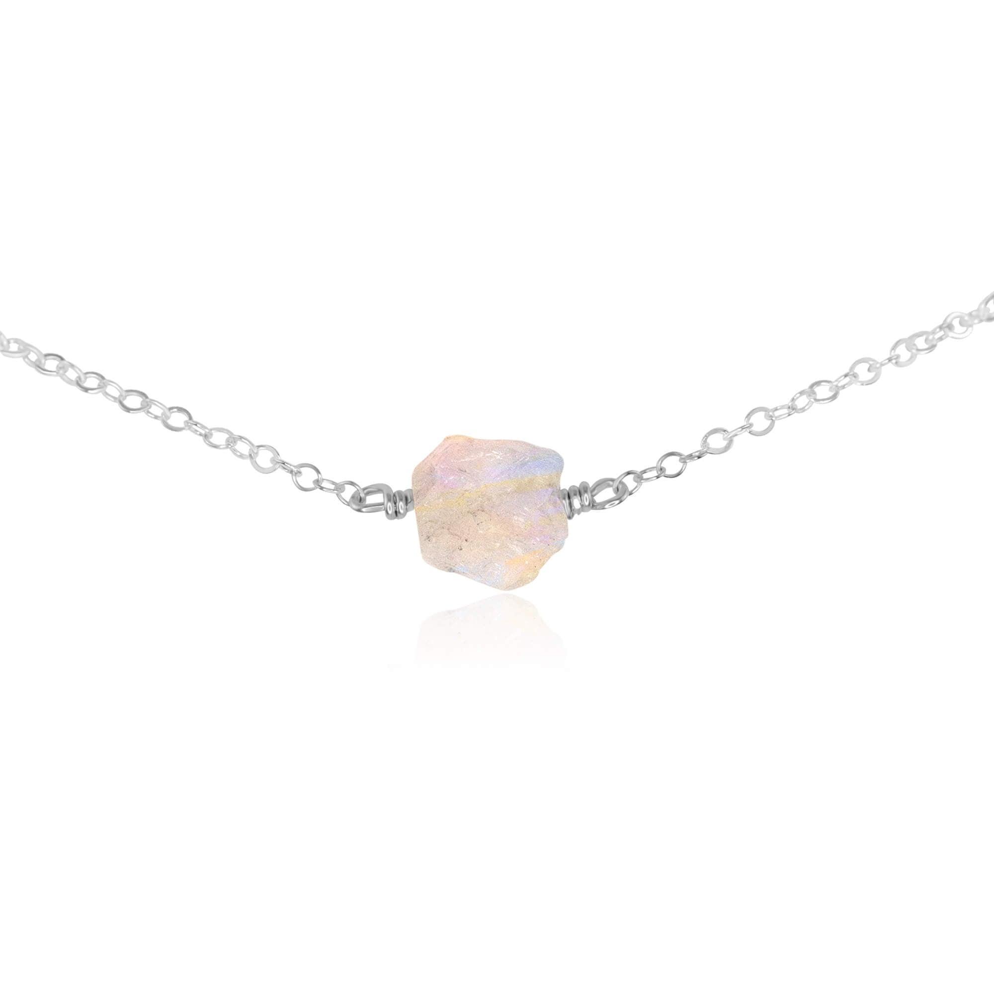 Natural Rainbow Moonstone Crystal Nugget Choker Necklace - Healing Stone Jewelry for Women, Boho Style Layering Piece | Perfect for Meditation, Yoga & Spiritual Gifts