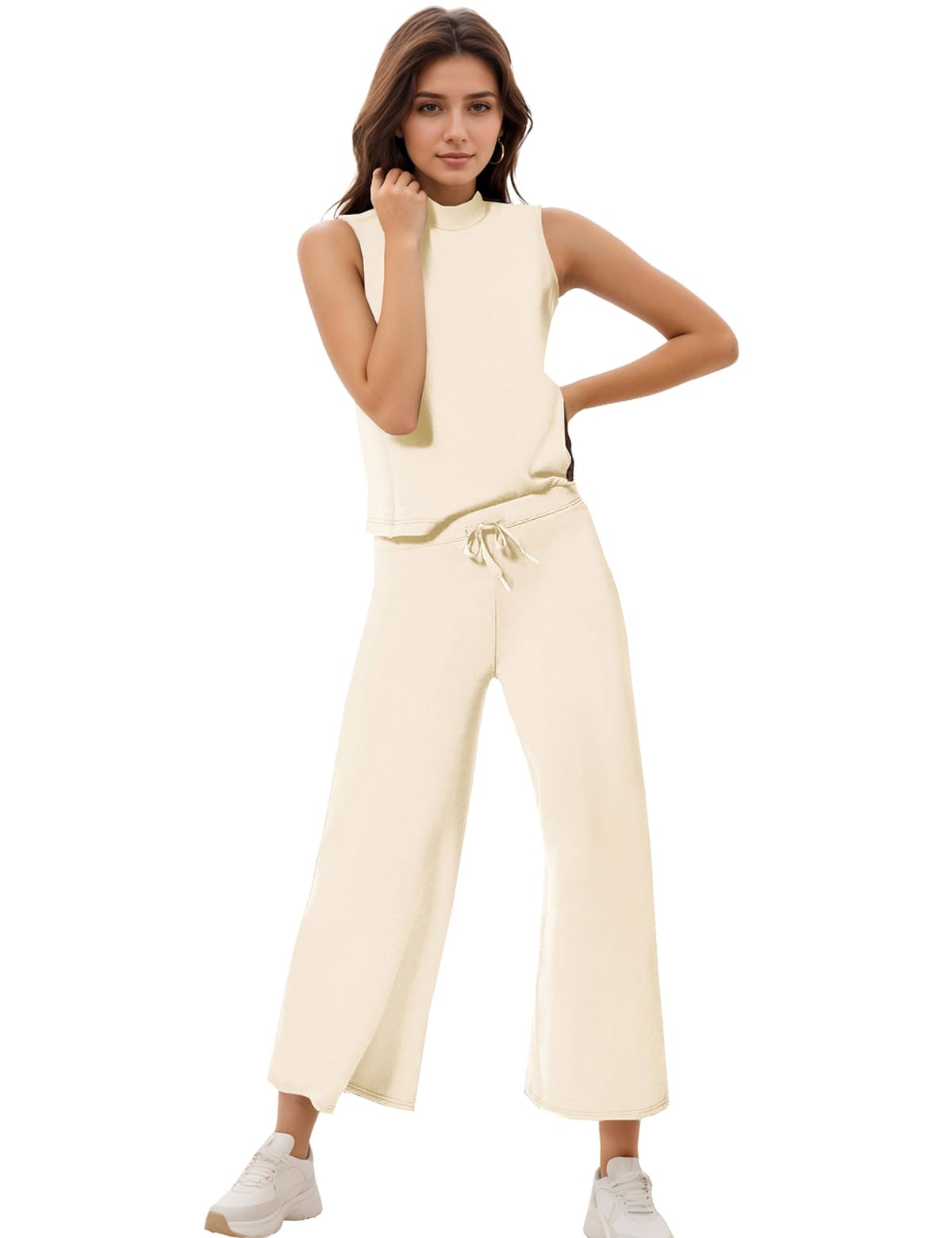 MZROCR Women's Summer Two Piece Outfits - Sleeveless Lounge Sets & Wide Leg Tracksuits for Casual Wear, Travel, and Home Relaxation
