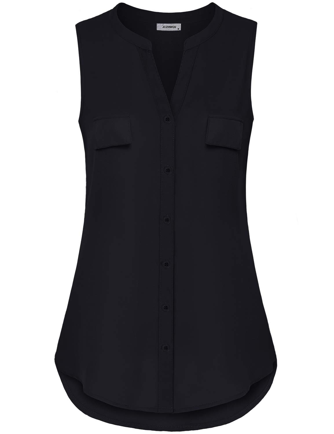 Women's Notch V-Neck Sleeveless Chiffon Blouse - Flowy Summer Top for Office, Party & Casual Wear
