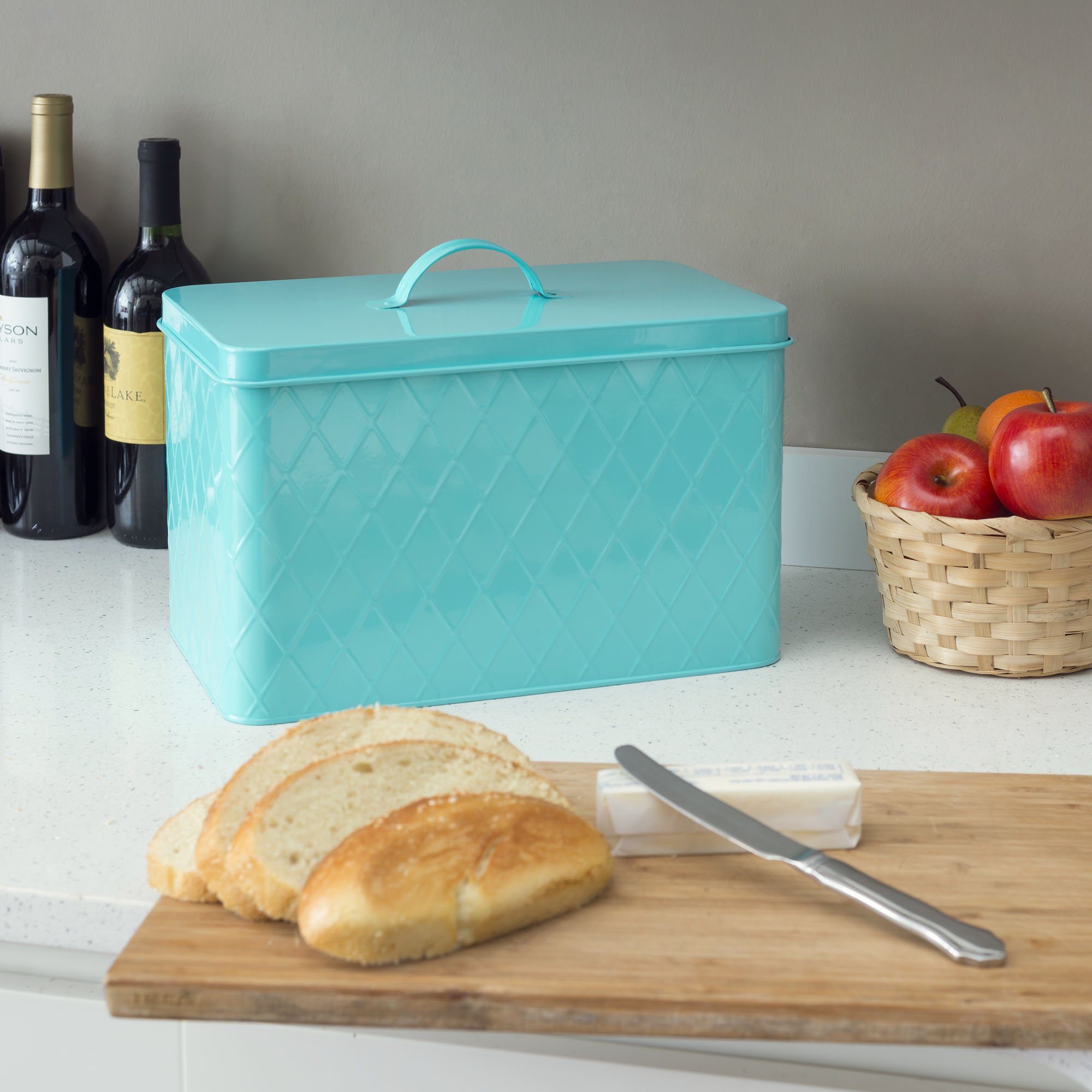 Home Basics Tin Kitchen Food Storage Canister Set - Airtight Bread Box with Lid for Pantry Organization | Perfect for Storing Bread, Cookies, and Dry Goods in Your Kitchen