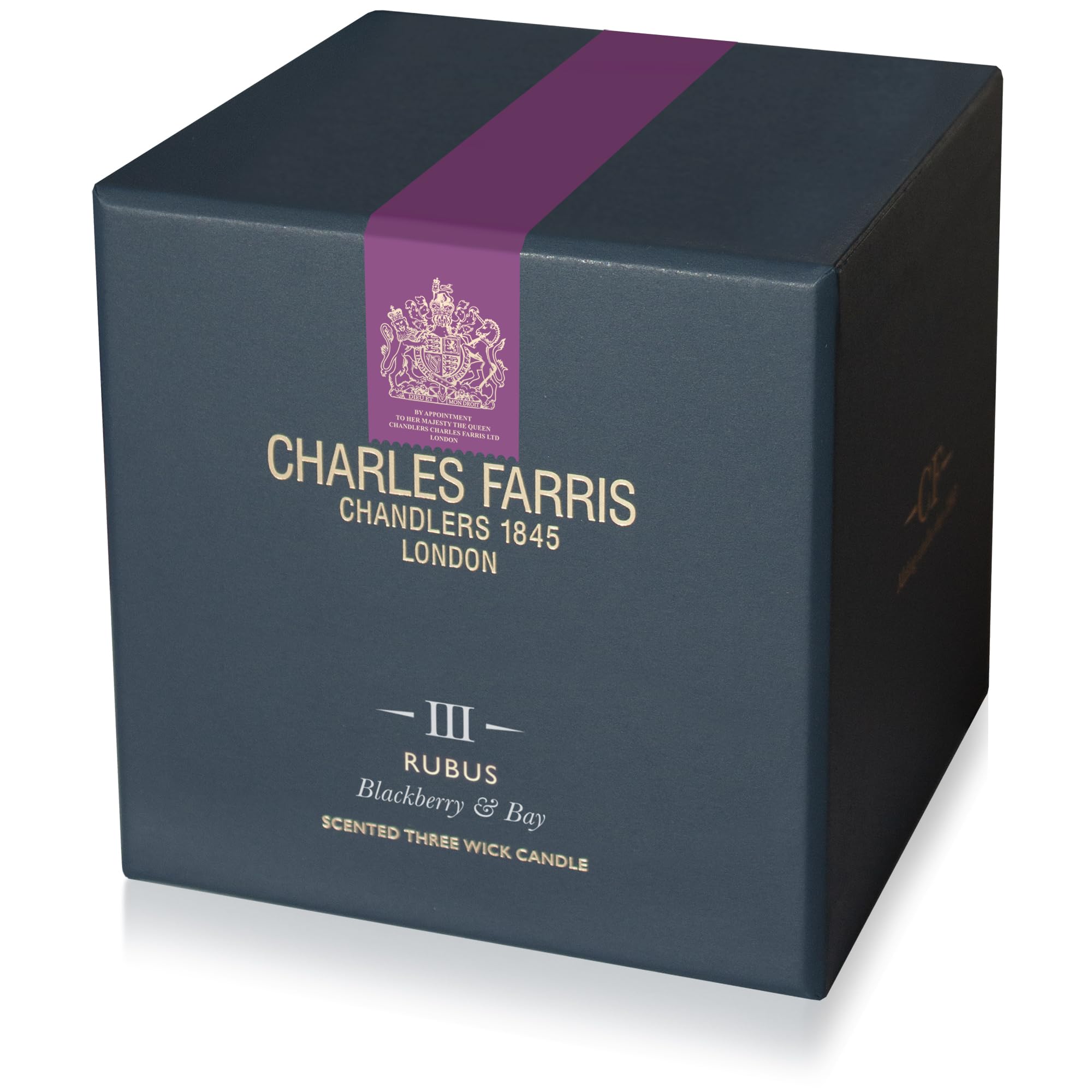 Charles Farris Rubus Luxury Scented Candles - 3 Pack in Textured Blue Glass Jar, Aromatic Bay, Blackberry & Herbal Notes | Perfect for Home Decor, Relaxation & Gift Giving