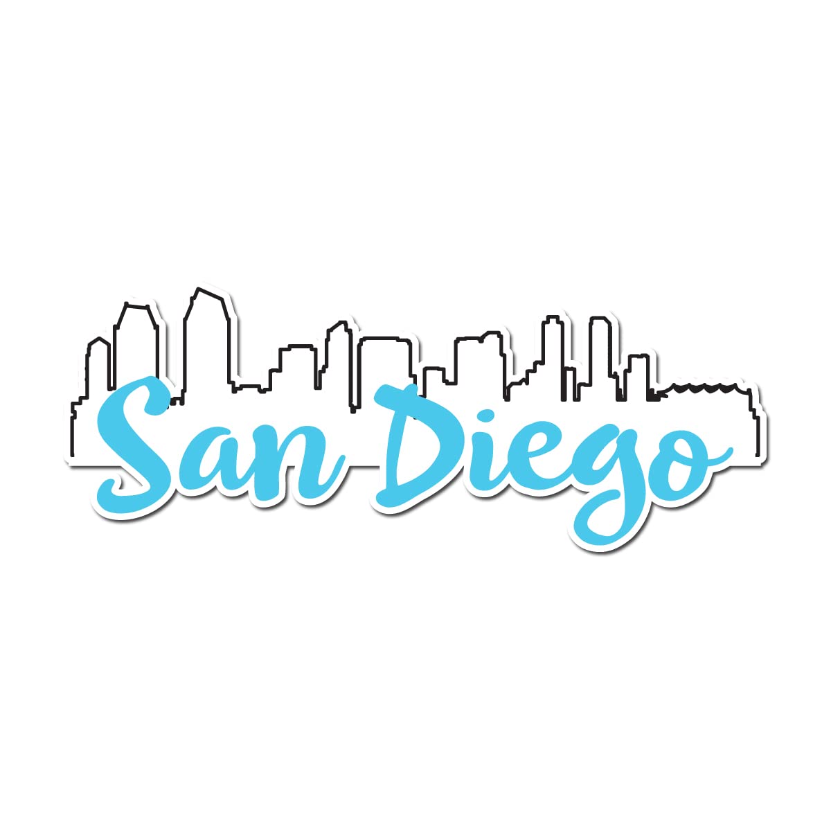 San Diego California City Skyline 12 Inch Full Color Vinyl Decal for Milk Mug - Perfect for Coffee Lovers, Home Decor & Gift Ideas