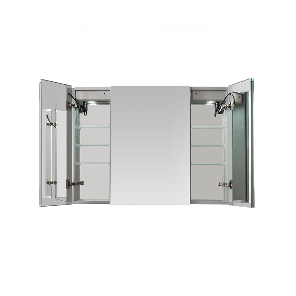 Aquadom Signature Royale 40x30 Inch LED Lighted Triple Door Bathroom Medicine Cabinet - Perfect for Modern Home, Spa & Hotel Vanity Organization