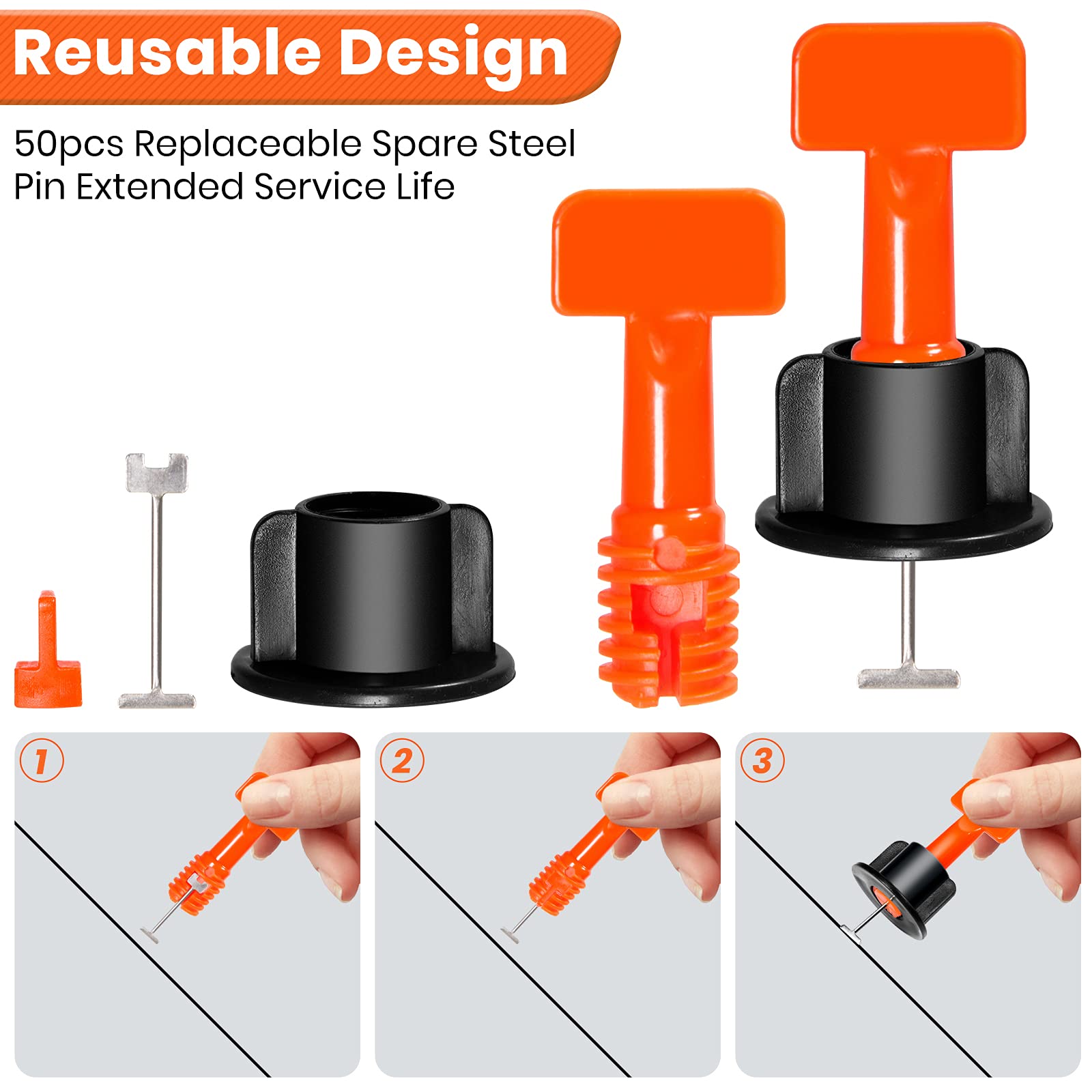 200pcs Reusable Tile Leveling System Kit with 1000pcs 1/12