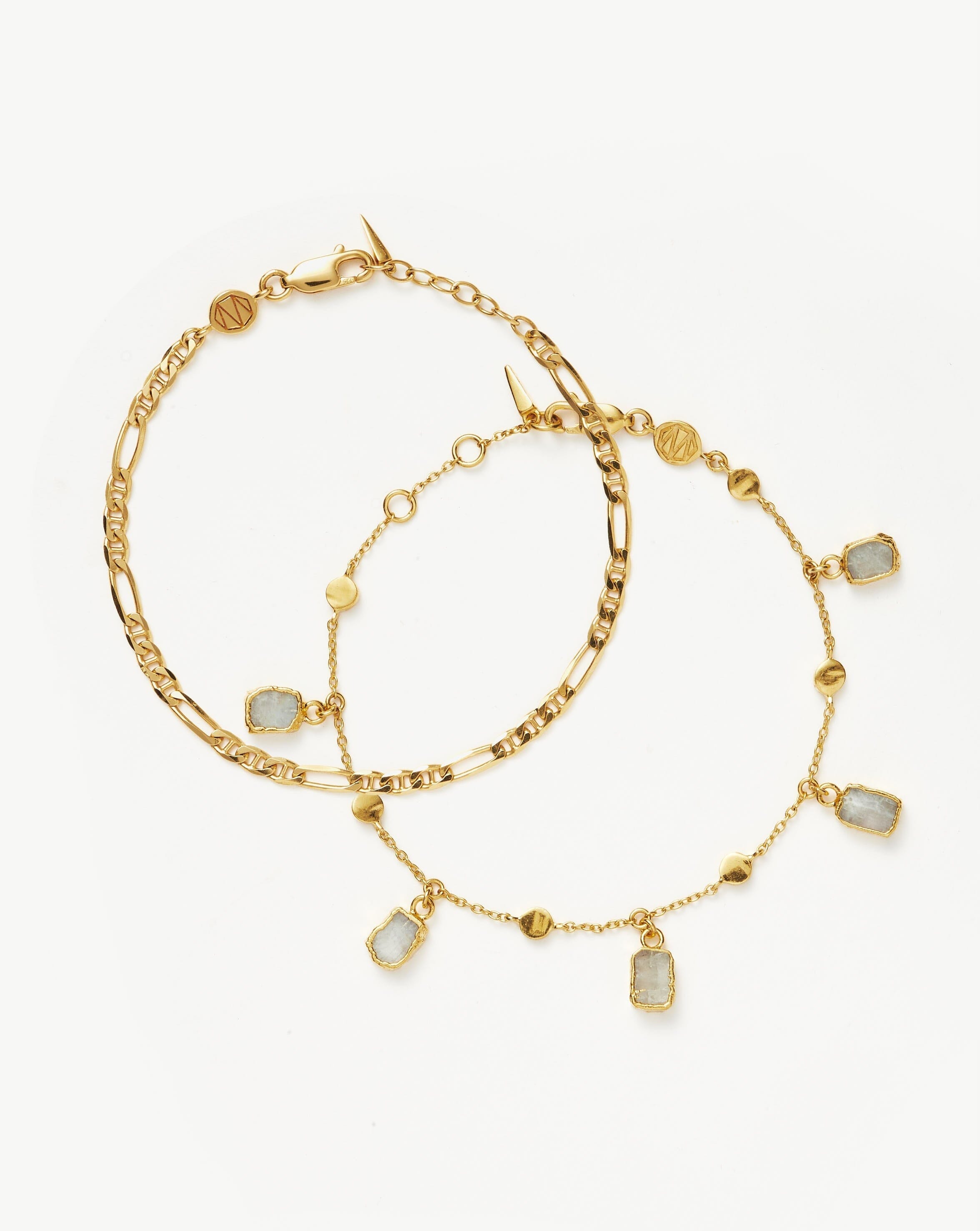 Lena Rainbow Moonstone Bracelet Set - 18K Gold Vermeil & Rainbow Moonstone Gemstone Jewelry for Women | Elegant Gift for Birthday, Anniversary & Special Occasions