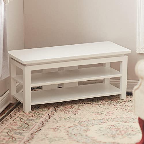 Mini White TV Stand for Dollhouse - 1:12 Scale Miniature Furniture - Perfect for Dollhouse Decor, DIY Projects & Collectors