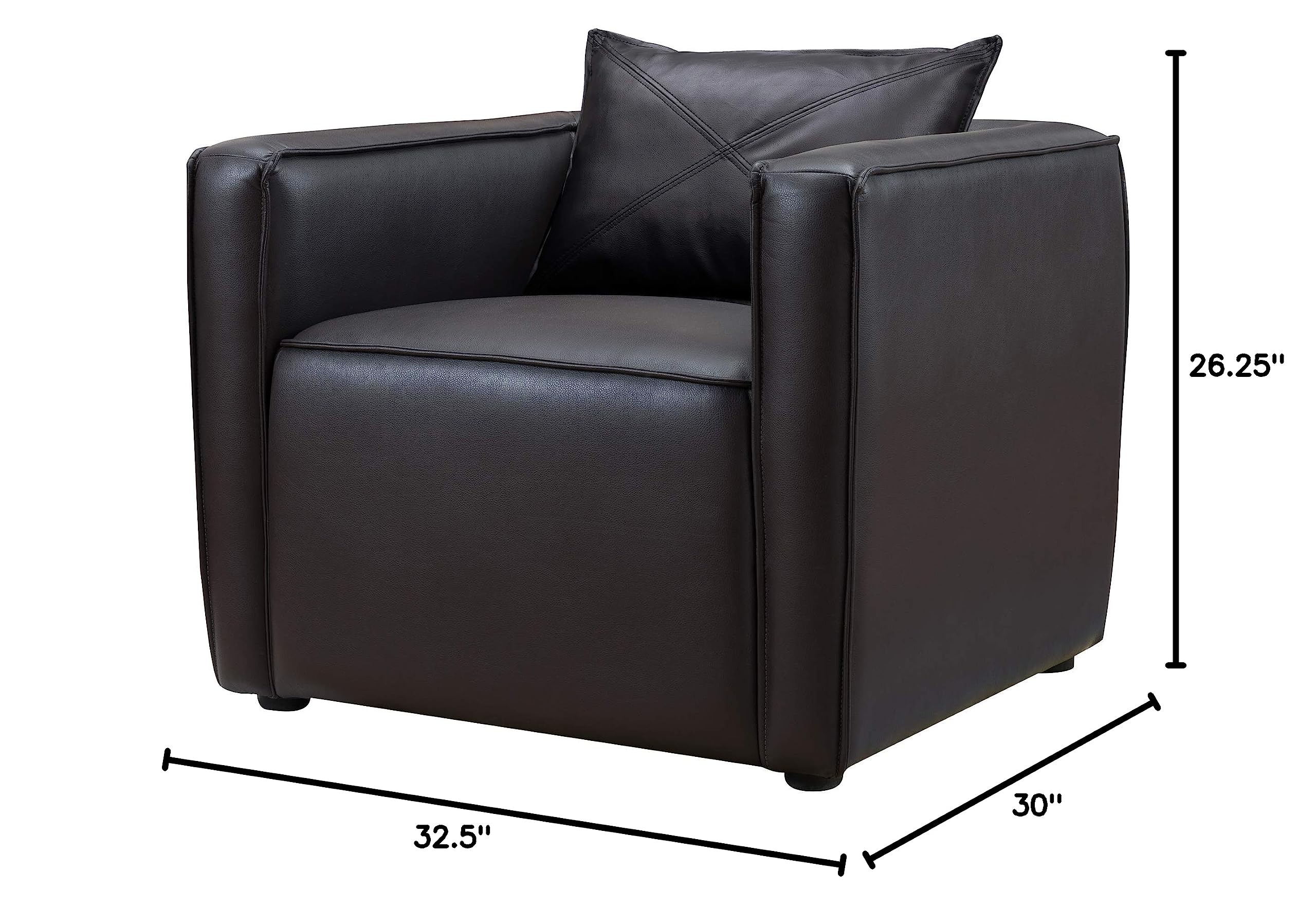 Geneva Modern Breathable Vinyl Padded Arm Chair - Dark Gray Accent Chair for Living Room, Bedroom & Office - Comfortable Lounge Chair with Padded Seat