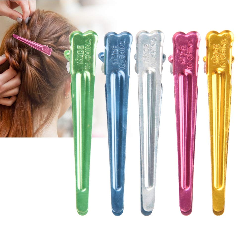 Professional Aluminum Duckbill Hair Clips for Salon Styling - Strong Hold Hair Styling Accessories for Thick & Thin Hair - Perfect for Haircuts, Updos & Braiding