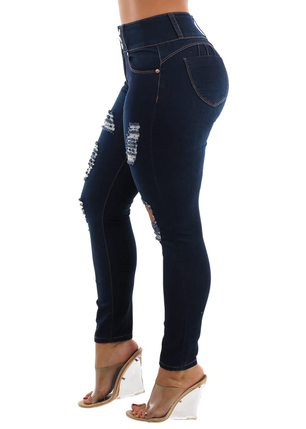 High Waisted Butt Lifting Skinny Jeans for Women - Stretchy Distressed Denim Pants with Tummy Control | Perfect for Casual Outfits, Date Nights & Body Shaping
