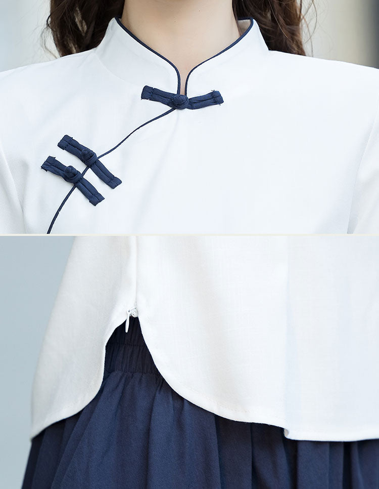 Elegant White Embroidered Cheongsam Qipao Blouse for Women - Vintage Chinese Style Silk Top for Parties, Weddings & Special Occasions