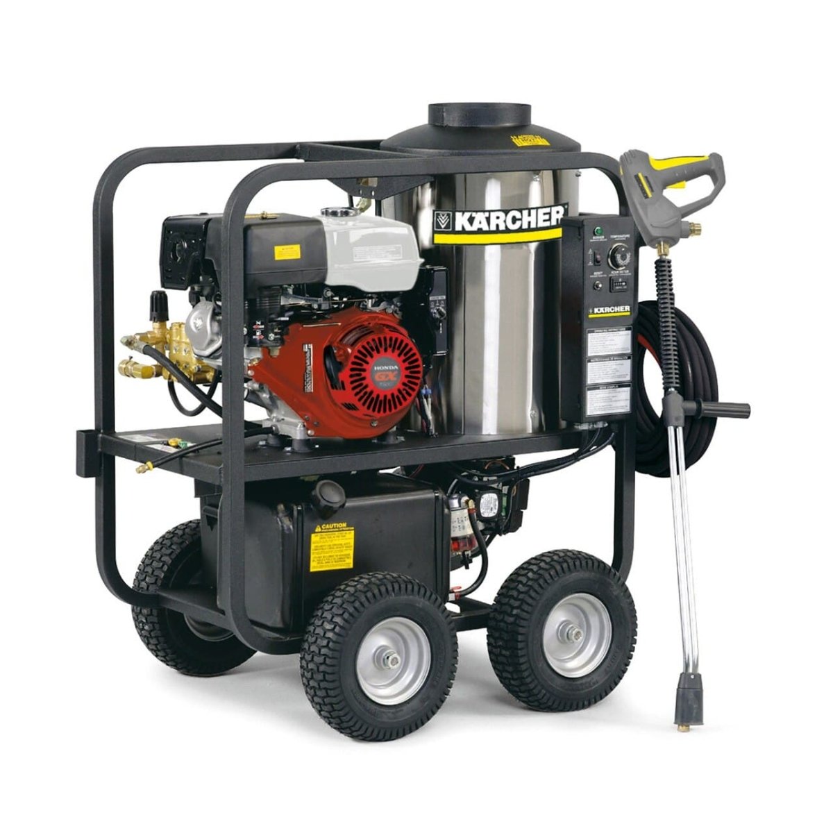 4 Wheel Gas Powered Hot Water Pressure Washer 3000 PSI - HDS P/PE Cage - Heavy Duty Commercial & Industrial Cleaning for Driveways, Garages, Construction Sites