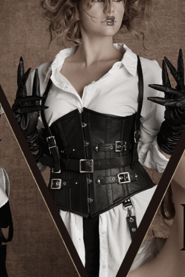 Edward Scissorhands Style Underbust Leather Corset - Gothic Waist Trainer for Cosplay, Steampunk & Burlesque Fashion