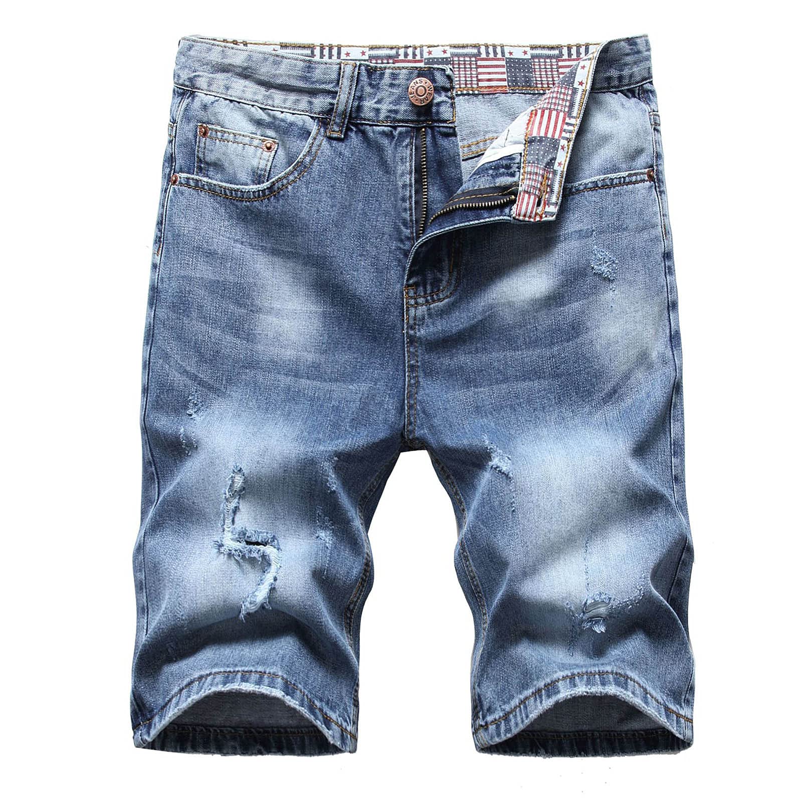 Vintage Loose Fit Distressed Jeans for Men - High Waisted Retro Summer Hole Denim Pants with Pockets | Casual Streetwear, Lounge & Sleepwear