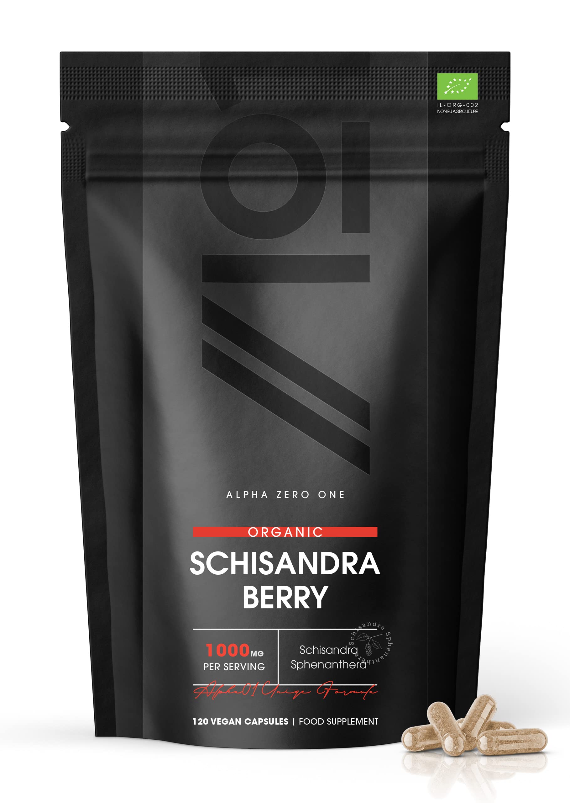 Organic Schisandra Berry 1000mg Supplement - High Potency 2 Month Supply (120 Vegan Capsules) - Non-GMO, Gluten Free, Halal Certified - Supports Energy, Focus & Stress Relief - Perfect for Daily Wellness & Natural Detox
