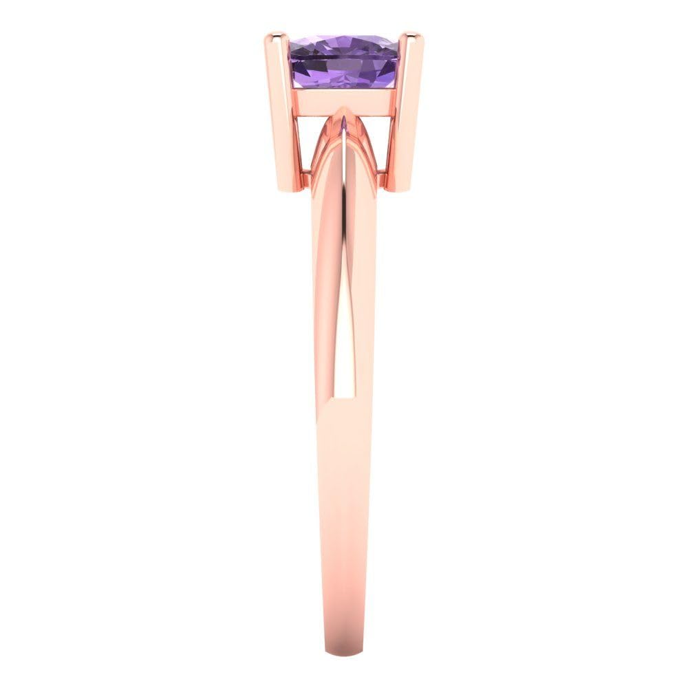 1.0 ct Cushion Cut Simulated Alexandrite Solitaire Engagement Ring for Women - 14k Rose Gold Wedding Band, Anniversary Gift, Bridal Jewelry | Perfect for Proposals, Vow Renewals & Special Occasions
