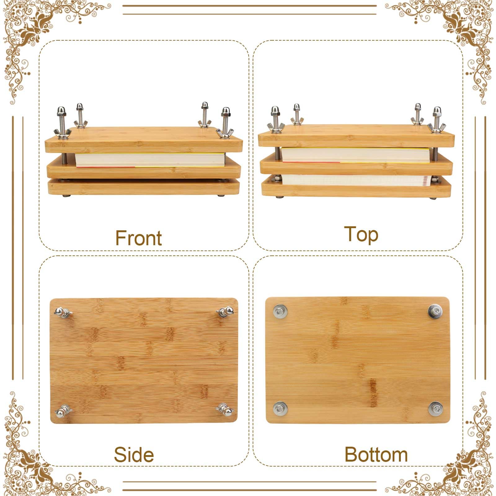 FOWSRHRG Wooden Book Press Kit - 11.6 x 8 Inch Bamboo Bookbinding Press Machine for Printing, DIY Crafts & Flower Pressing - Perfect for Bookbinding, Office Use, Paper Crafts, Notebook Making & Botanical Projects