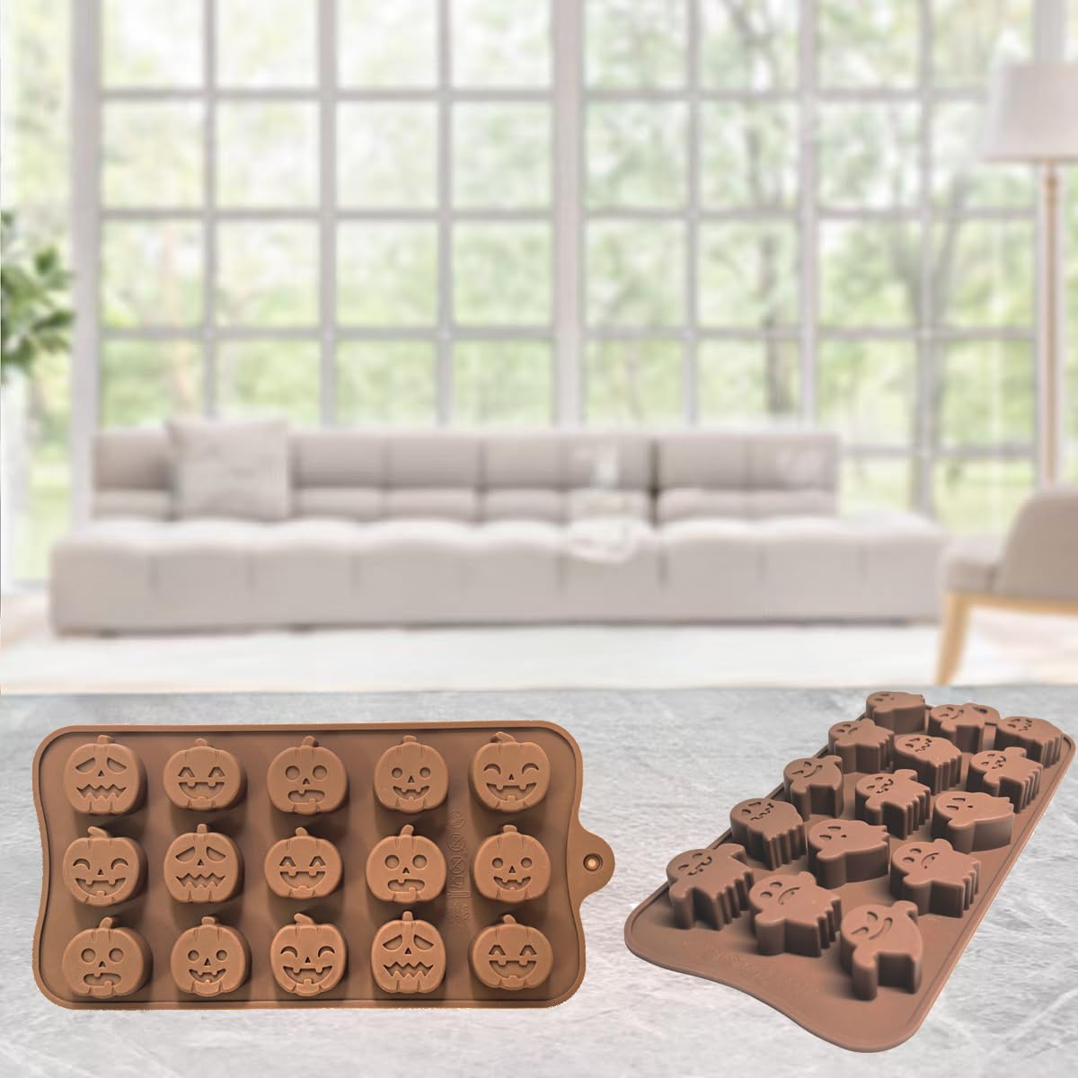Halloween Silicone Candy Molds 4-Pack - BPA Free Pumpkin & Ghost Chocolate Molds for Candy, Jelly, Wax Melts, Ice Cubes & Cake Decorating | Perfect for Halloween Parties, DIY Treats & Holiday Baking