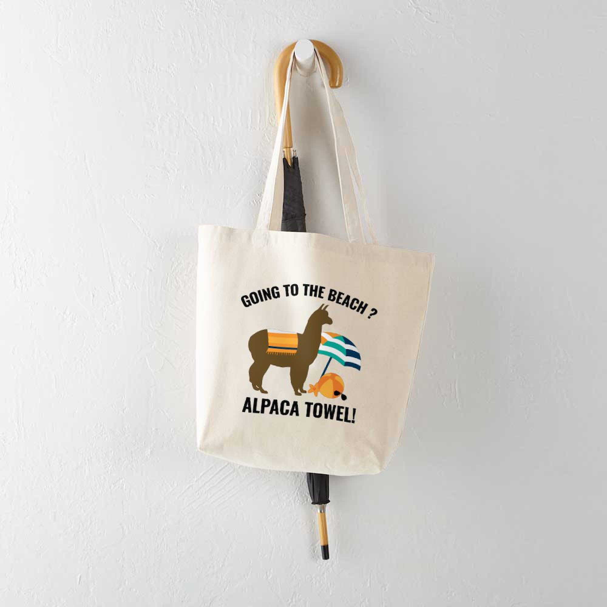 **Alpaca Towel Tote Bag - Natural Canvas Reusable Shopping Bag for Beach, Gym & Groceries | Eco-Friendly & Durable**