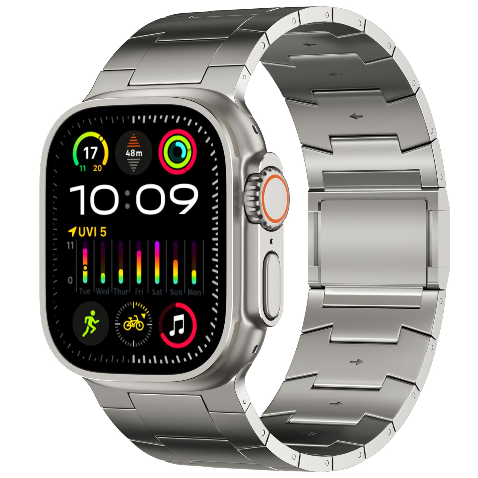Premium ACESTAR Titanium Band for Apple Watch Ultra 49mm / Ultra 2 49mm / Series 10 46mm - 26mm Adjustable Titanium Link Bracelet with Magnetic Clasp & DLC Coating - Perfect for Workouts, Business Meetings & Outdoor Adventures