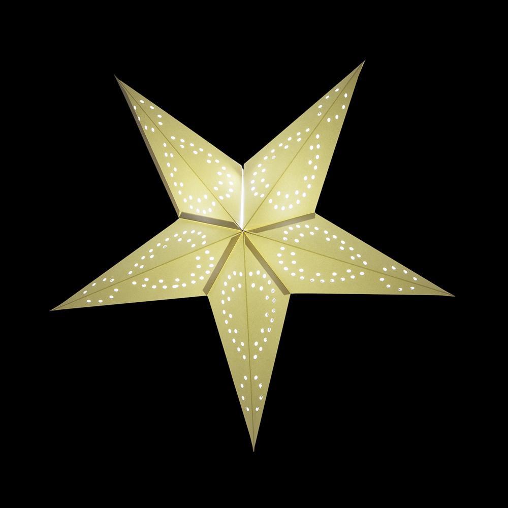 26 White Dot Cut Out Star Lantern with 15 FT Electrical Cord - Decorative LED String Lights for Bedroom, Party, Wedding & Outdoor Decor