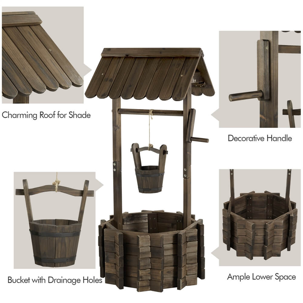 Yaheetech 22x22x47.5in Outdoor Wishing Well Planter - Rustic Garden Decor for Flowers, Plants & Landscaping | Perfect for Patio, Yard & Backyard Decorations