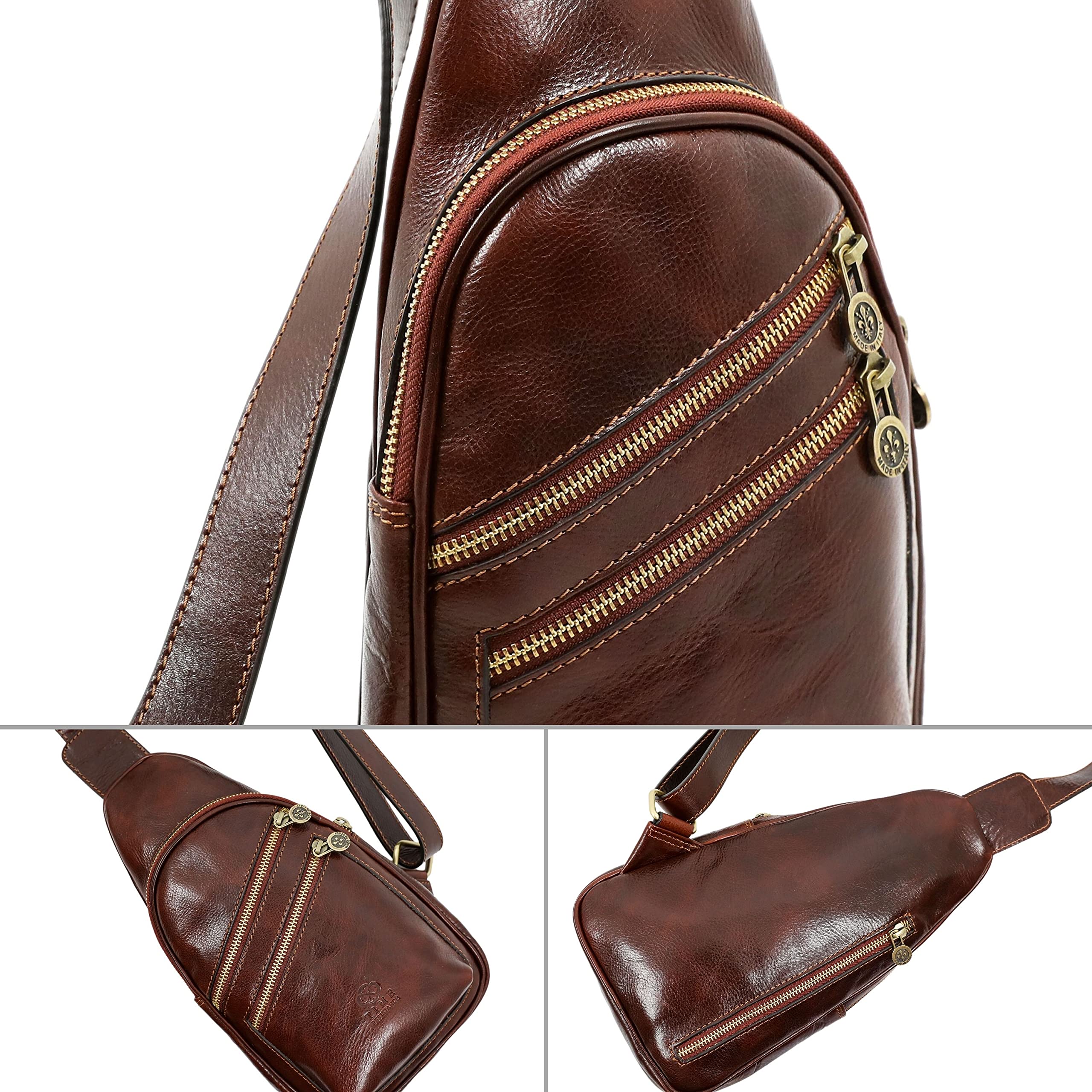 Durable Leather Crossbody Bag for Men & Women - Handmade Brown Messenger Shoulder Bag & Sling Backpack - Perfect for Travel, Work & Daily Use
